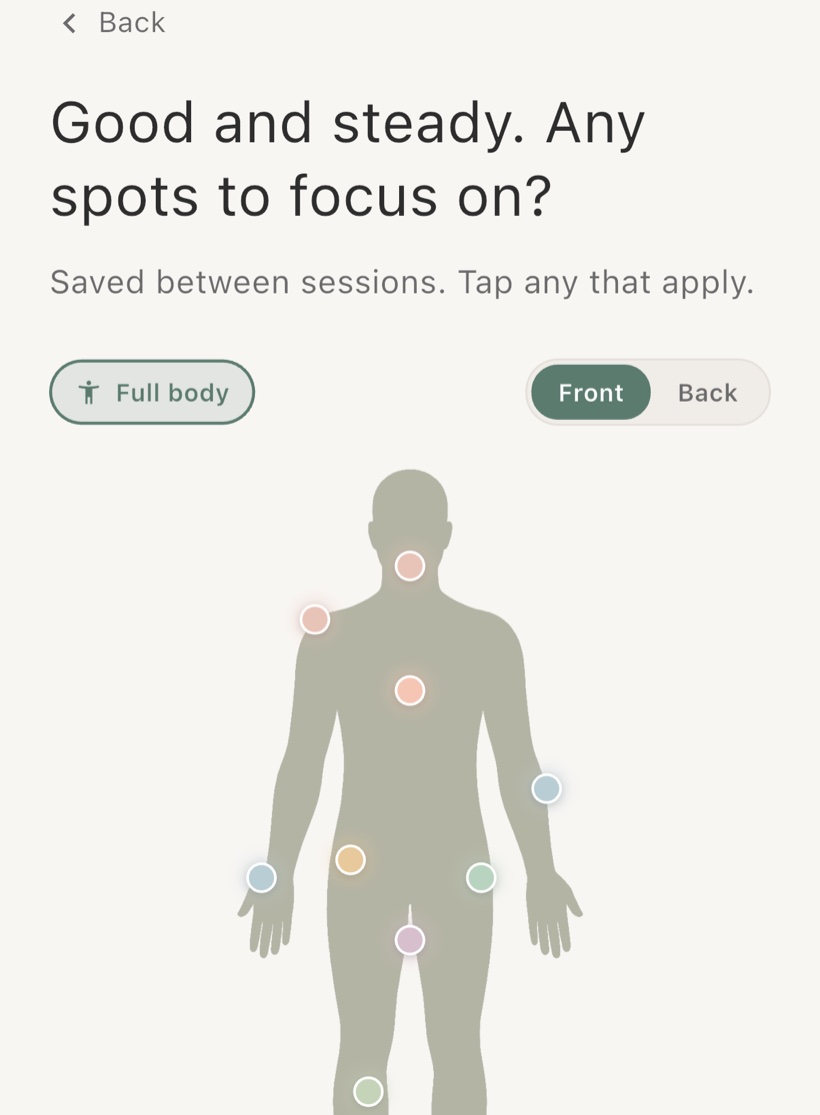 The body map: mark the areas that need care so movements are chosen with them in mind